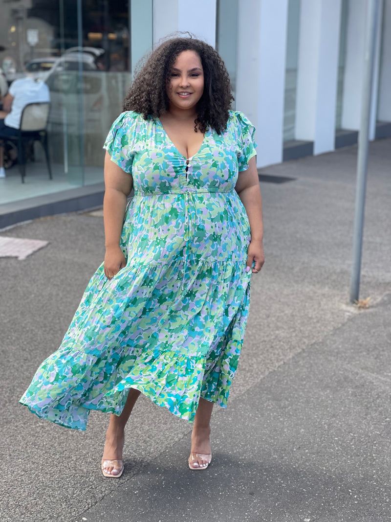 Sunny Maxi Dress Green Floral Zoe Moss