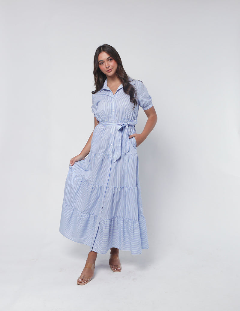 Vista  Dress - Blue Stripe