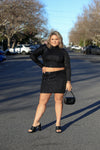 Zoe Moss Sequins Skirt - Black