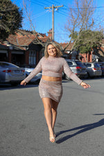 Zoe Moss Sequins Skirt - Gold