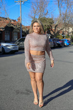 Zoe Moss Sequins Skirt - Gold