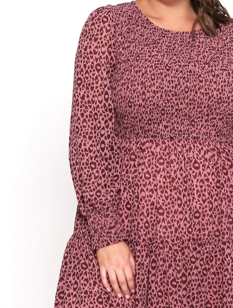 Zarel Dress - Dark Rose Leopard