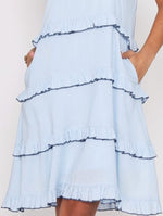 Carmen Tiered Dress - Blue