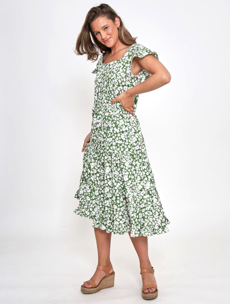 Marly Dress - Green Floral