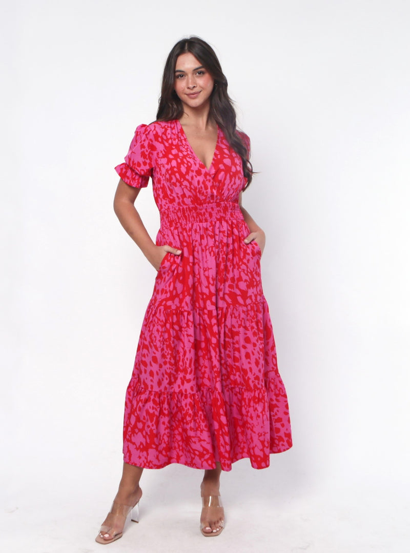 Dina Dress - Hot Pink Floral