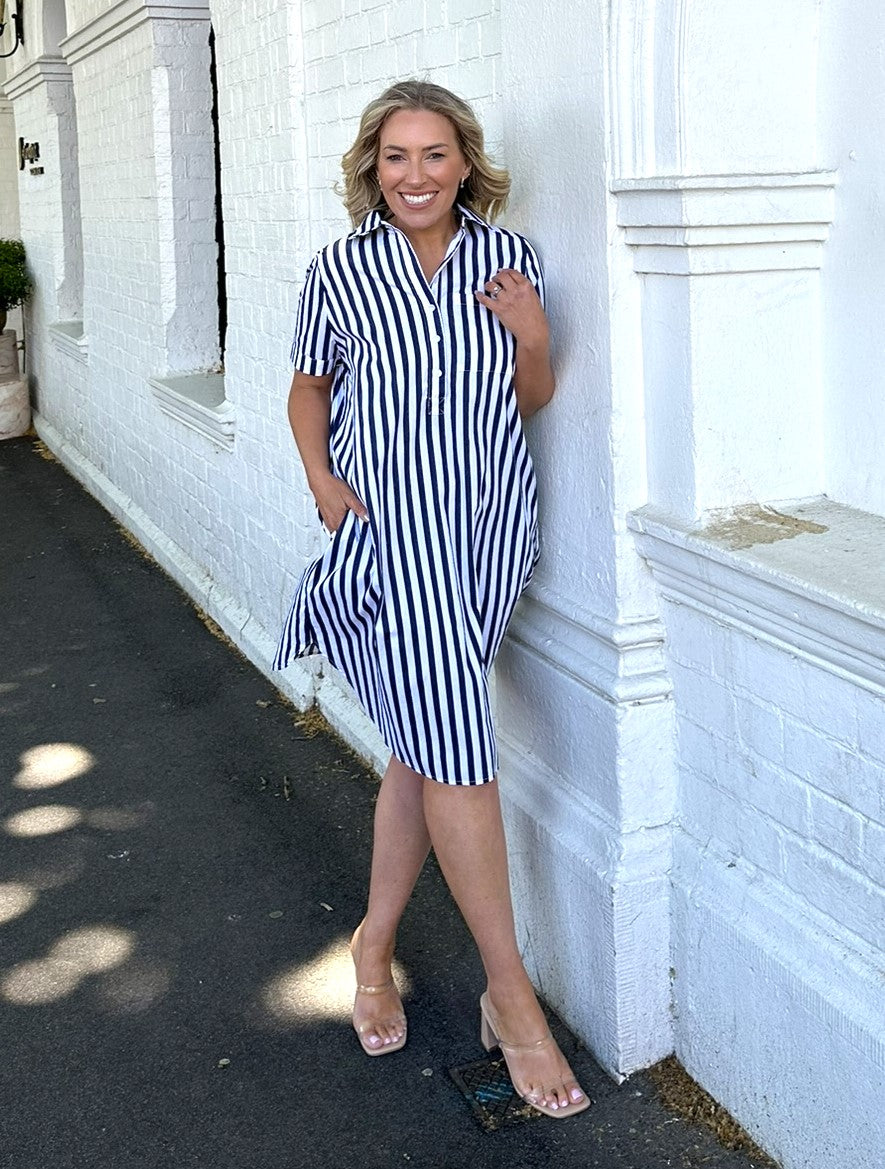 Karina Dress - Navy – Zoe Moss