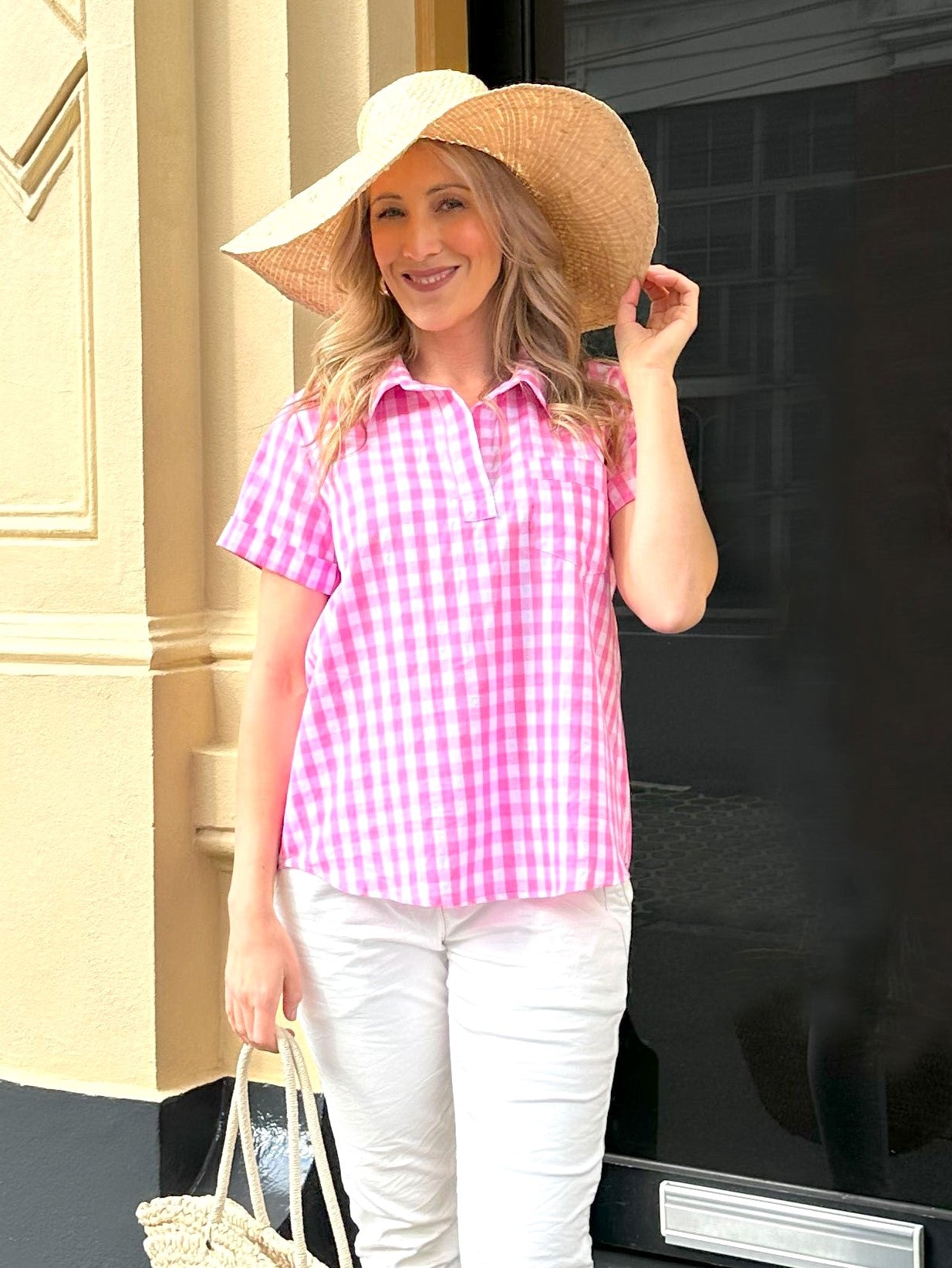 Knox Top - Pink Check – Zoe Moss