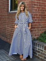 Bianca Dress - Navy Stripes