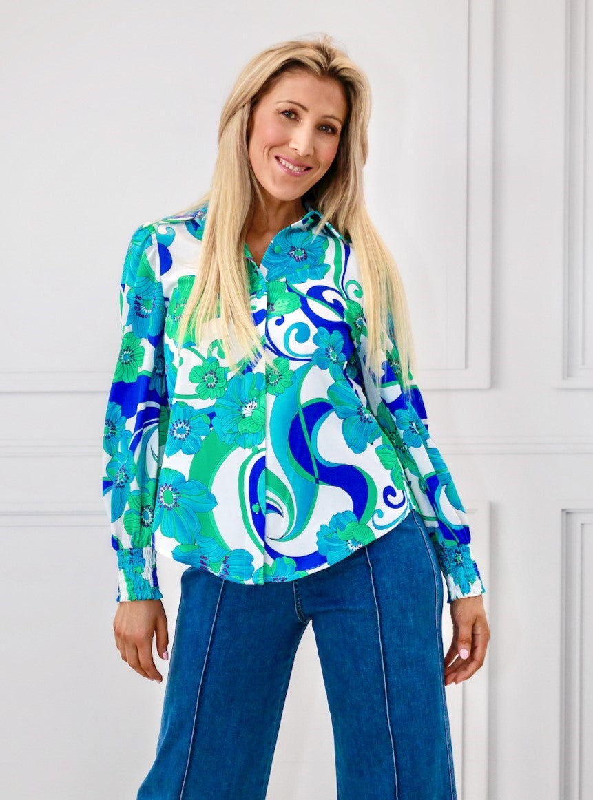 Camila Shirt - Blue Floral