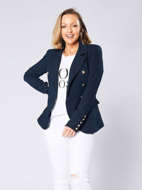 Hayden Fitted Blazer Navy – Zoe Moss - Main Image