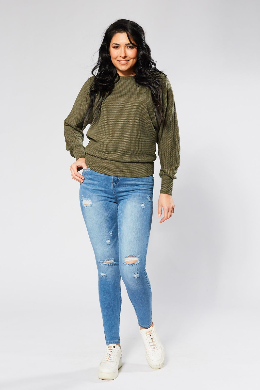 Kylie Ripped Skinny Jeans - Blue Wash