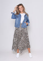 Chelsea Pleated Skirt - Camel Leopard