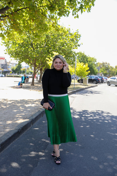 Green pleated skirt next best sale