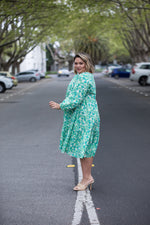 Cotton Dress - Green Floral