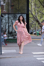 Frill Sleeve  Dress - Pink Floral