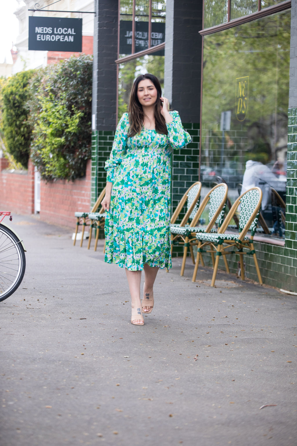 H&m green floral on sale dress