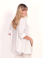 Adele Linen Shirt - Silver Stripe