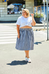 Alden Cotton Skirt - Navy/White Stripe