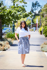 Alden Cotton Skirt - Navy/White Stripe