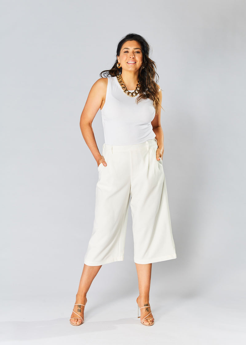 High Waisted Culottes - White