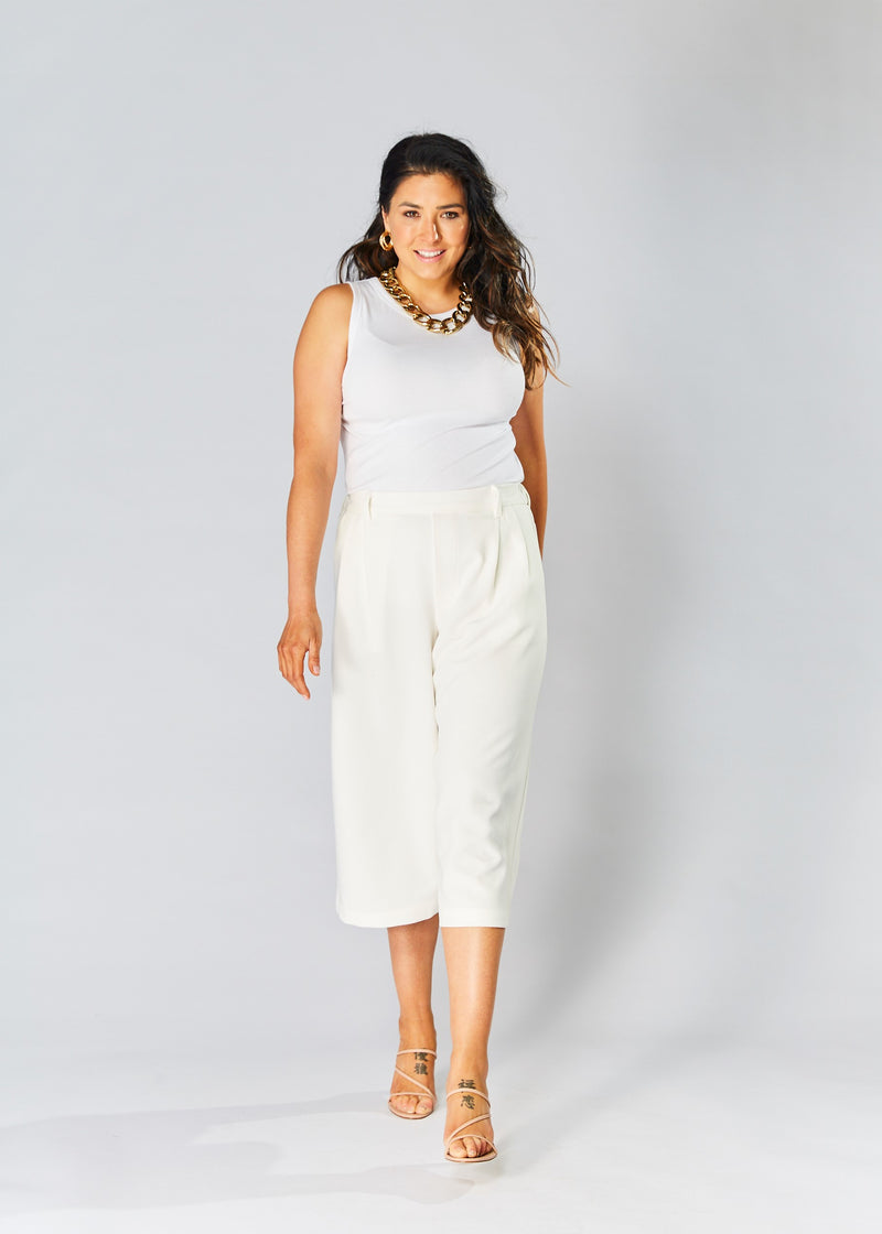 High Waisted Culottes - White