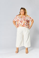 Oversized Cotton Tee - White Floral