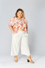Oversized Cotton Tee - White Floral