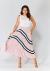 Ivy Pleated Skirt - Pink & Green