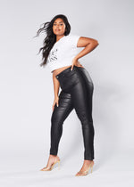 Selena Skinny Jeans - Black Wet Look