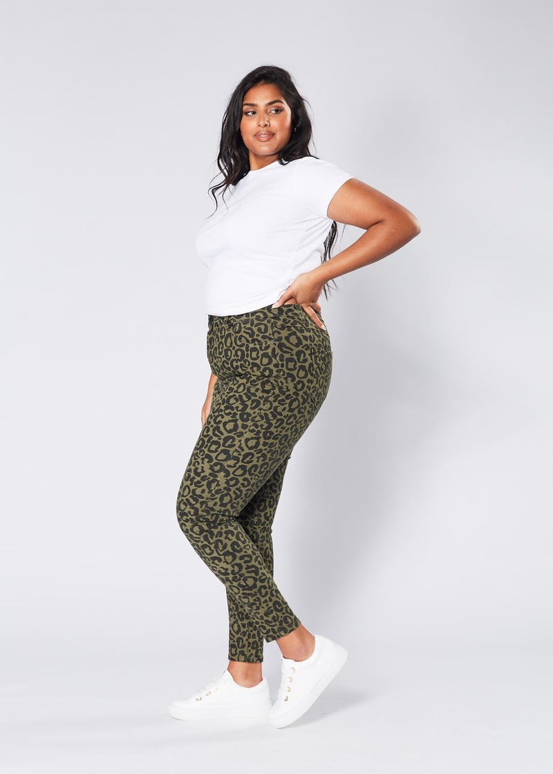Lana Jeans - Khaki Leopard