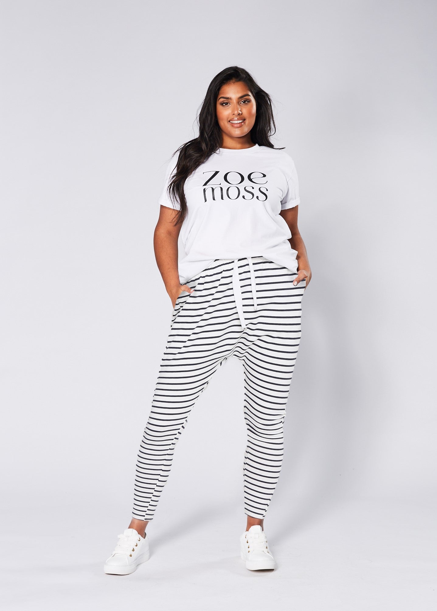 Jordan Joggers White Navy Stripe Zoe Moss