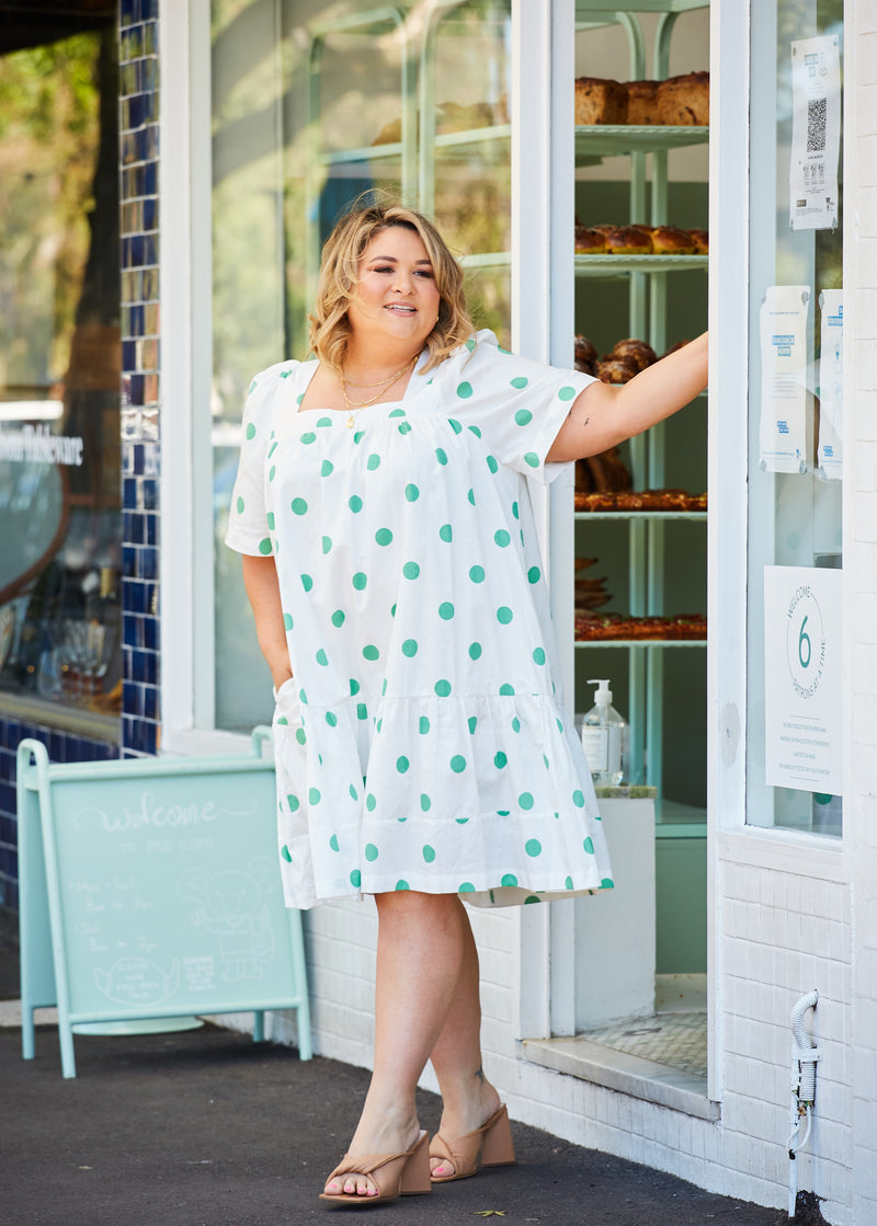 Love This Feeling Polka Dot Dress in Hunter Green • Impressions Online  Boutique