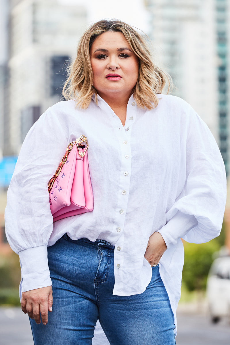 Oversized Linen Blouse - White