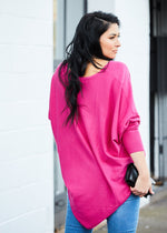 Zoe Oversized Knit Top - Fuchsia