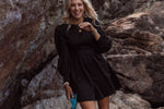 Shirred Waist Playsuit - Black
